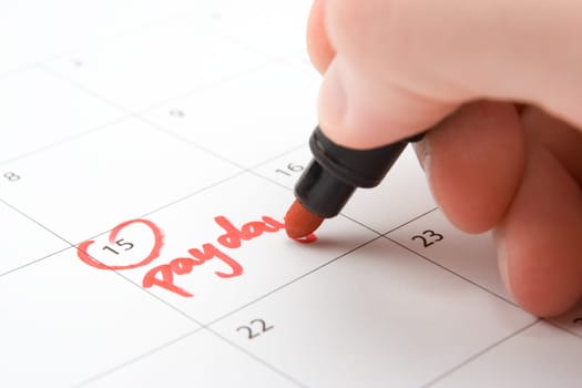 Hand write payday in to calendar (lead a hand-to-mouth existence)