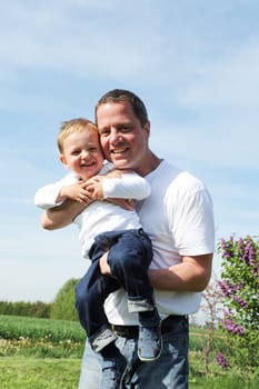 Happy father with son