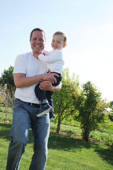 Happy father with son