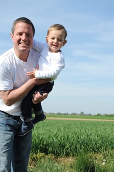 Happy father with son