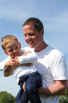 Happy father with son
