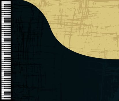 Grunge grand piano profile, graphic illustration