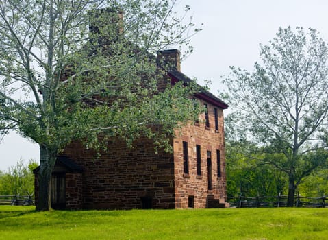 The old stone house in the center of the Manassas Civil War battlefield site near Bull Run