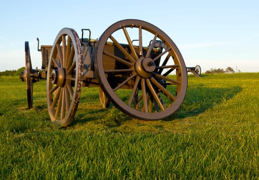 Military cartwheel at the Manassas Civil War battlefield site near Bull Run