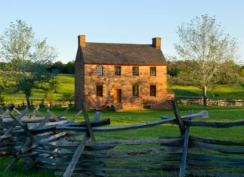 The old stone house in the center of the Manassas Civil War battlefield site near Bull Run