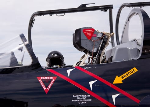 Cockpit on airforce Albatros L-39 fighter training aircraft
