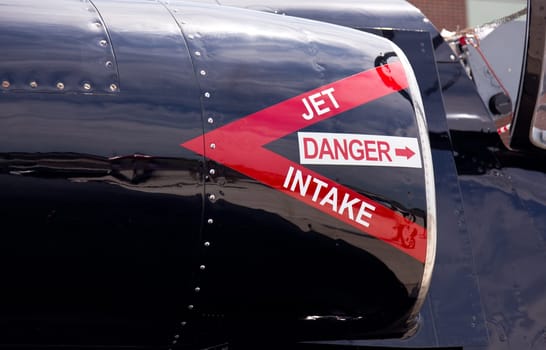 Intake into jet engines on airforce Albatros L-39 fighter training aircraft