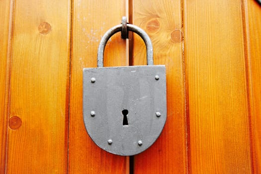 Shot of the old locked padlock - detail
