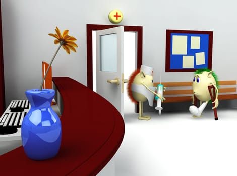 3d rendering of hospital waiting room and registry