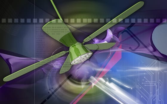 Digital illustration of ceiling fan in colour background