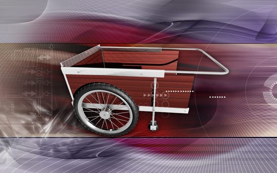 Digital illustration of garden cart in colour background