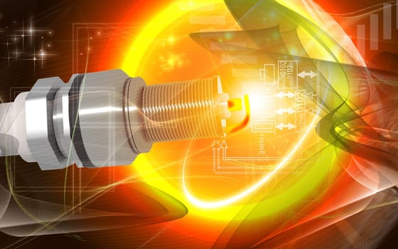 Digital illustration of Spark plug in colour background
