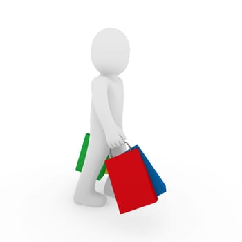 3d human man sale bag retail shopping red