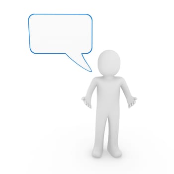 3d human man speak talk communication banner blue