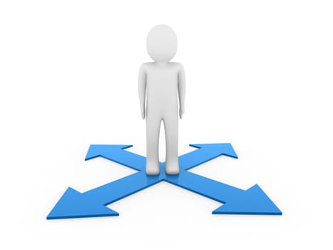 3d man human arrow blue way direction success