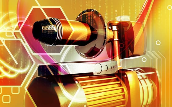 Digital illustration of pressure pump in colour background