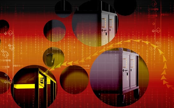Digital illustration of cabinet in colour background