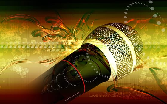 Digital illustration of microphone in colour background