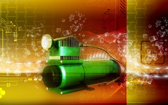 Digital illustration of air compressor in colour background