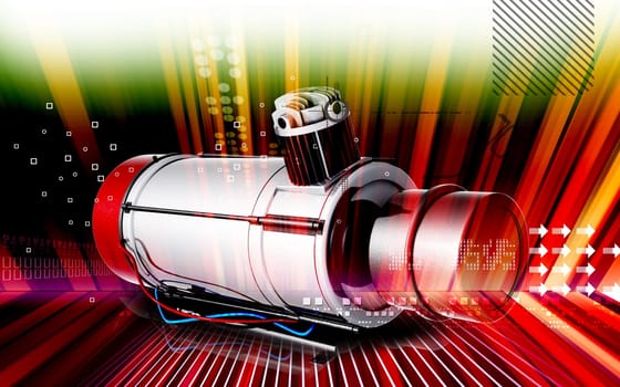 Digital illustration of air compressor in colour background