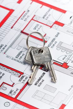 Design and plan for a house with a key