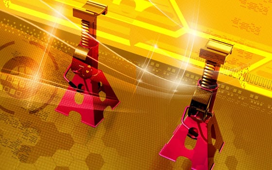 Digital illustration of Car lift in colour background