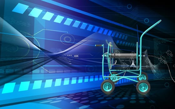 Digital illustration of a heavy duty hose in colour background