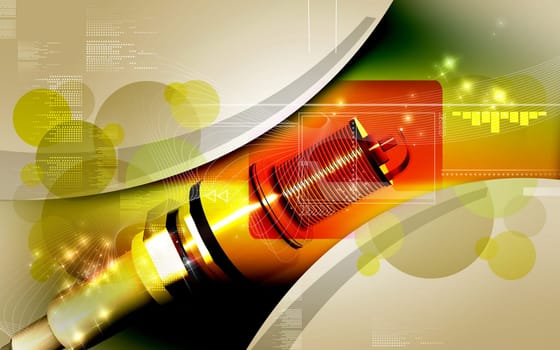 Digital illustration of Spark plug in colour background