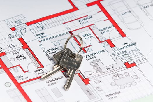 Design and plan for a house with a key
