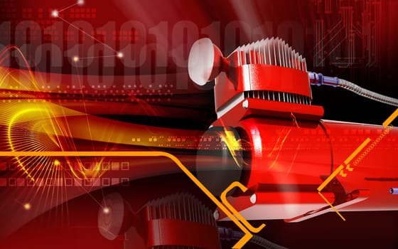 Digital illustration of air compressor in colour background