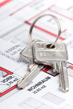 Design and plan for a house with a key