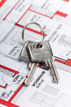 Design and plan for a house with a key