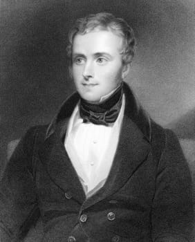 George Alexander Hamilton (1802-1871) on engraving from 1800s. Minor British Conservative Party politician and later a prominent civil servant. Engraved by Posselwhite after a painting by Newton and published by G.Virtue.