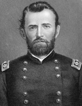 Ulysses S. Grant (1822-1885) on engraving from 1800s. 18th President of the United States (1869-1877) and  military commander during the Civil War. Published in London by Virtue &amp  Co.