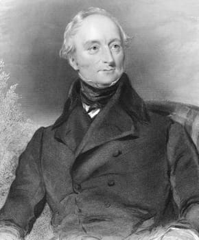 Joseph Devonsher Jackson (1783-1857) on engraving from 1800s. Irish Conservative MP in the United Kingdom Parliament and later a Judge. Engraved by J.Brown after a painting by G.Richmond and published by G.Virtue.