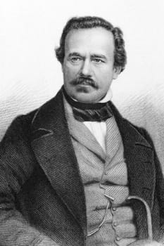 Lieutenant General Sir James Outram, 1st Baronet (1803-1863) on engraving from 1800s. English general who fought in the Indian Rebellion of 1857 and is considered a British hero. Published in London by Virtue &amp  Co.