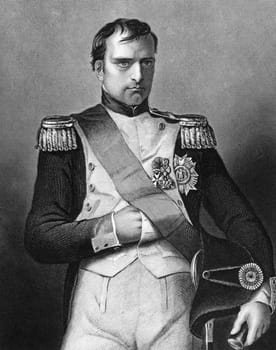 Napoleon Bonaparte (1769-1821) on engraving from 1800s. Emperor of France. One of the most brilliant individuals in history, a masterful soldier, an unequalled grand tactician and a superb administrator. Engraved by D.J.Pound and published by the London p