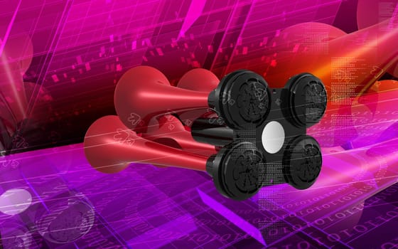 Digital illustration of horn in colour background