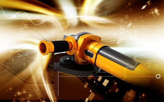 Digital illustration of angle grinder in colour background