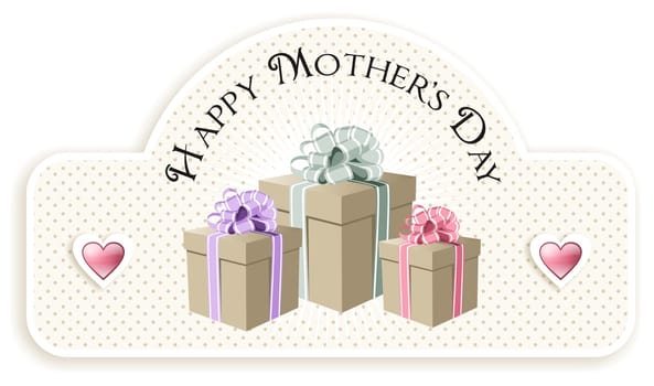 Illustration of beautiful gift boxes. Background text greeting for Mother&#039 s Day. Vector available