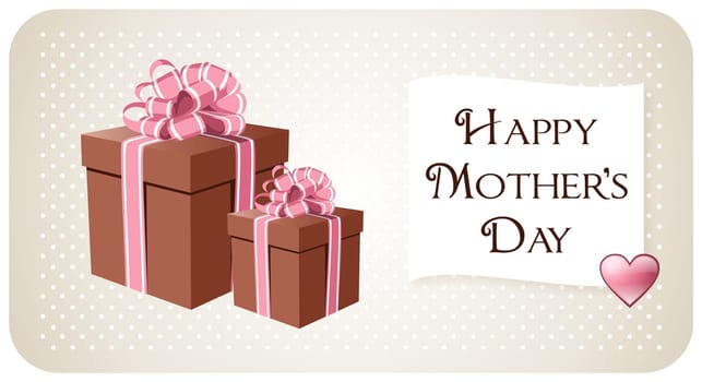 Illustration of beautiful gift boxes. Background text greeting for Mother&#039 s Day. Vector available