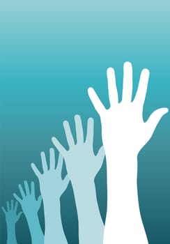 A group of raised hands. Vector avaliable
