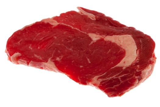 Steak,raw juicy beef in front of white background