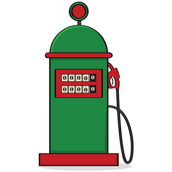 Cartoon illustration of a vintage-style gas pump