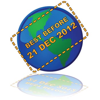 Concept illustration showing Earth with an expiry date message, in reference to the (erroneous) popular belief that the Mayans had predicted the end of the world for 2012
