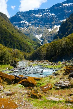 The upper Wilkin river valley on the south island of New Zealand