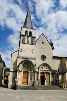 Architectural view of the amous Ambronay abbey, Ambronay, France