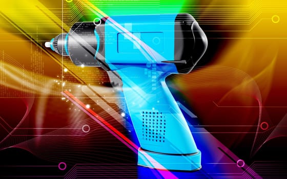 Digital illustration of impact wrench in colour background