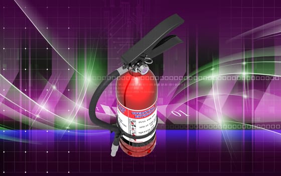 Digital illustration of fire extinguisher in colour background