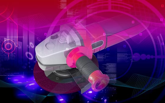 Digital illustration of angle grinder in colour background